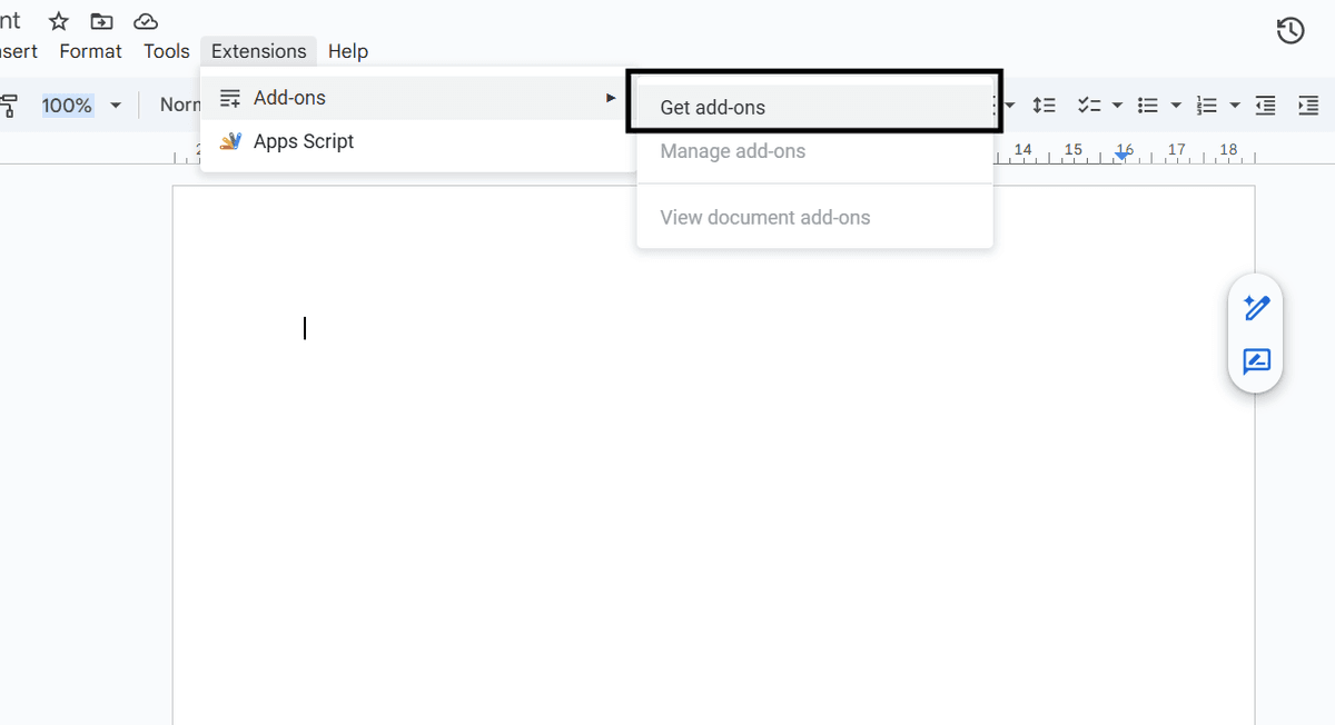 Navigate to Get add-ons Screenshot