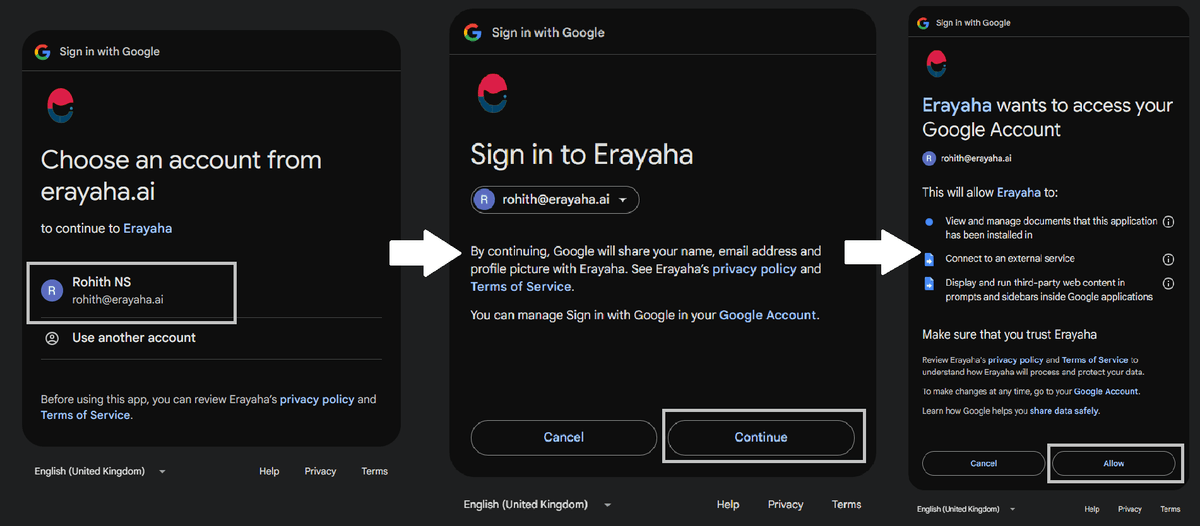 Authorize Erayaha.AI Add-on Screenshot