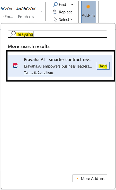 Search and Add Erayaha.AI Screenshot